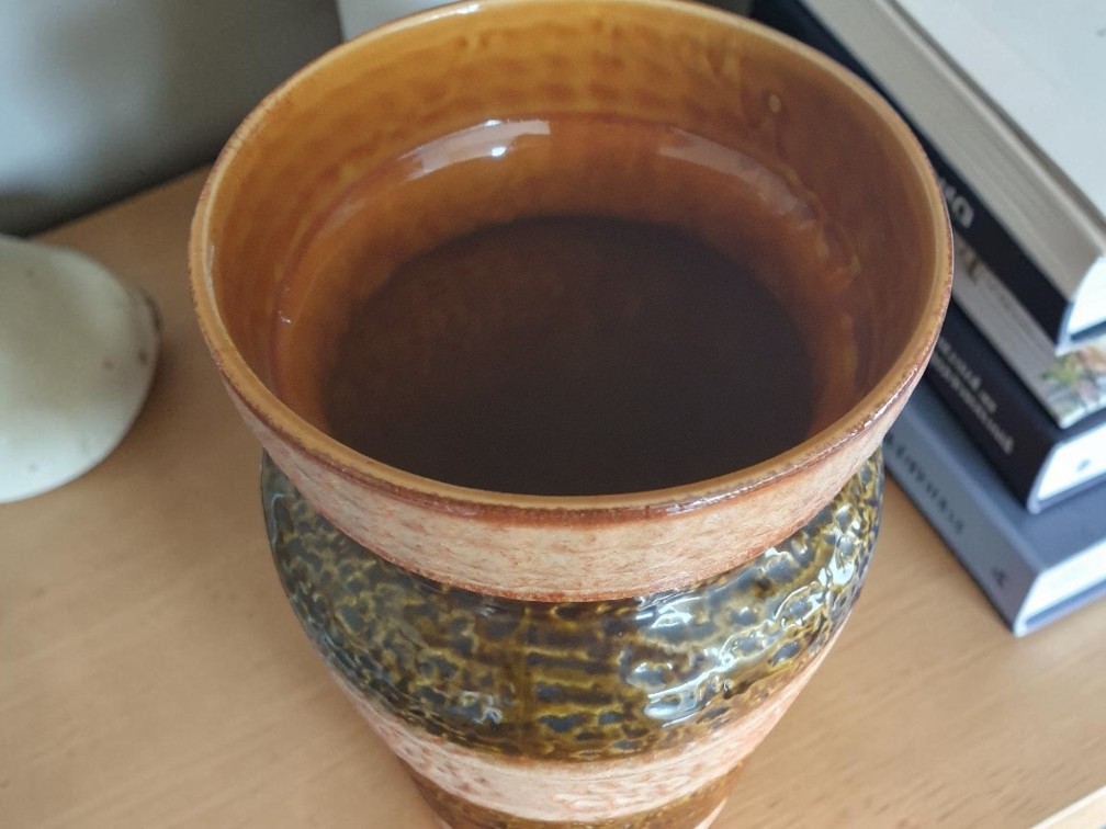 Mid-Century Green & Cream Bay West German Fat Lava Vase - Image 3
