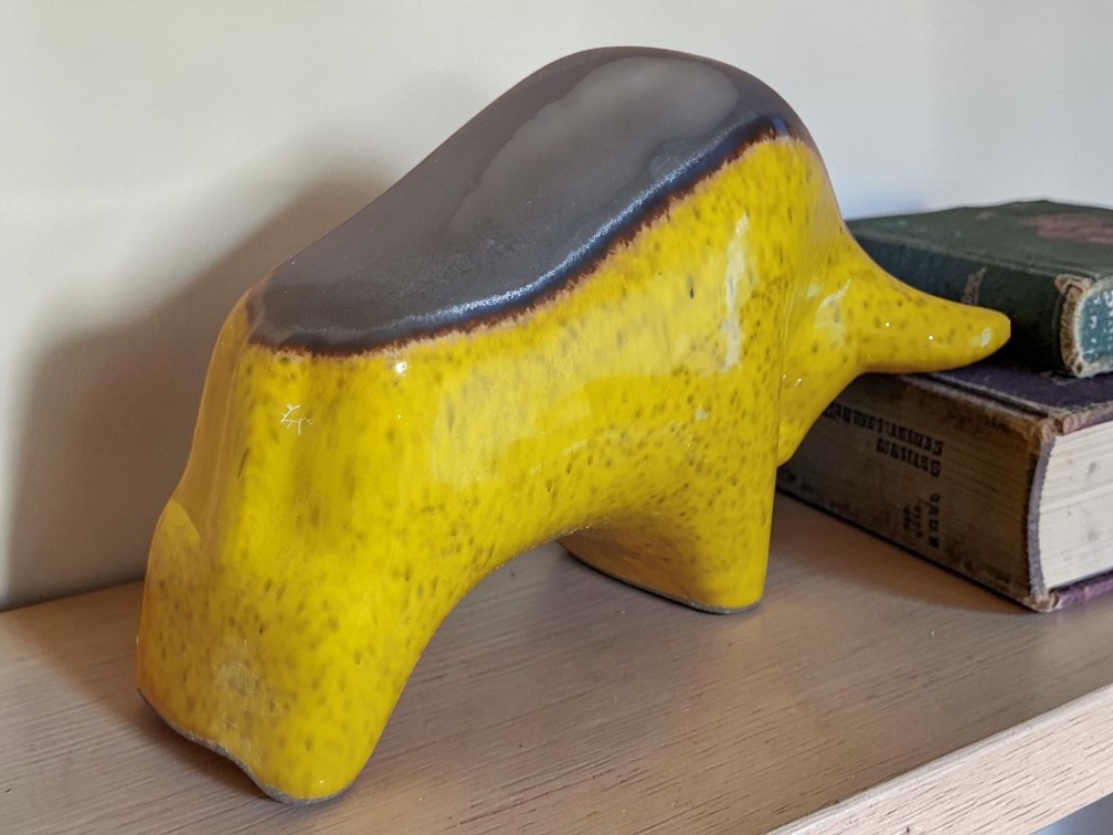 Otto Keramik Ceramic Yellow/Black West German Bull Piece