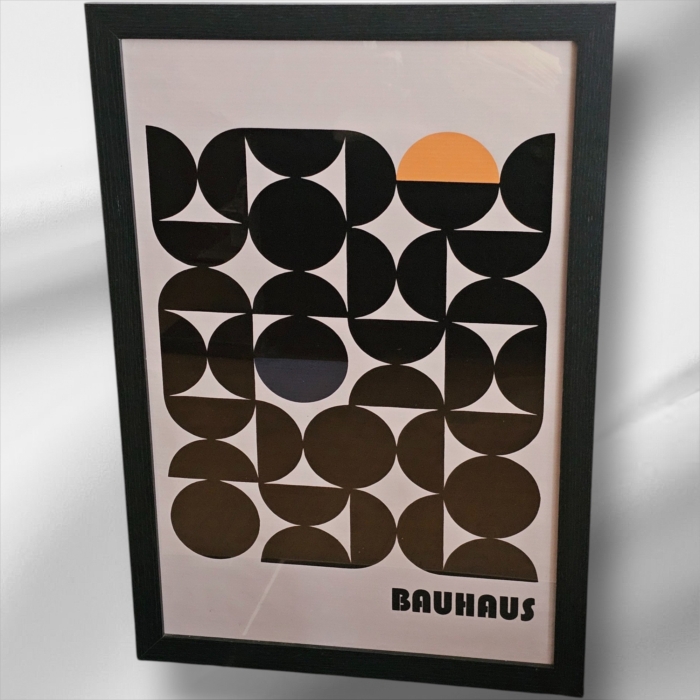 Mid-Century Style Bauhaus Canvas Framed Poster – 60cm x 40cm