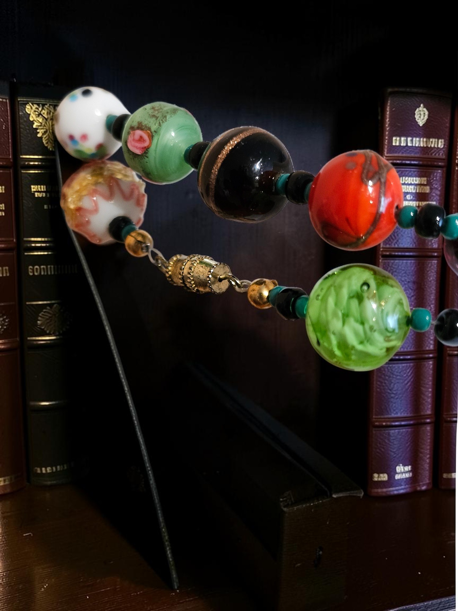 Vintage Murano Lampwork Glass Bead Necklace Chunky Venetian Handcrafted Art 60cm - Image 12