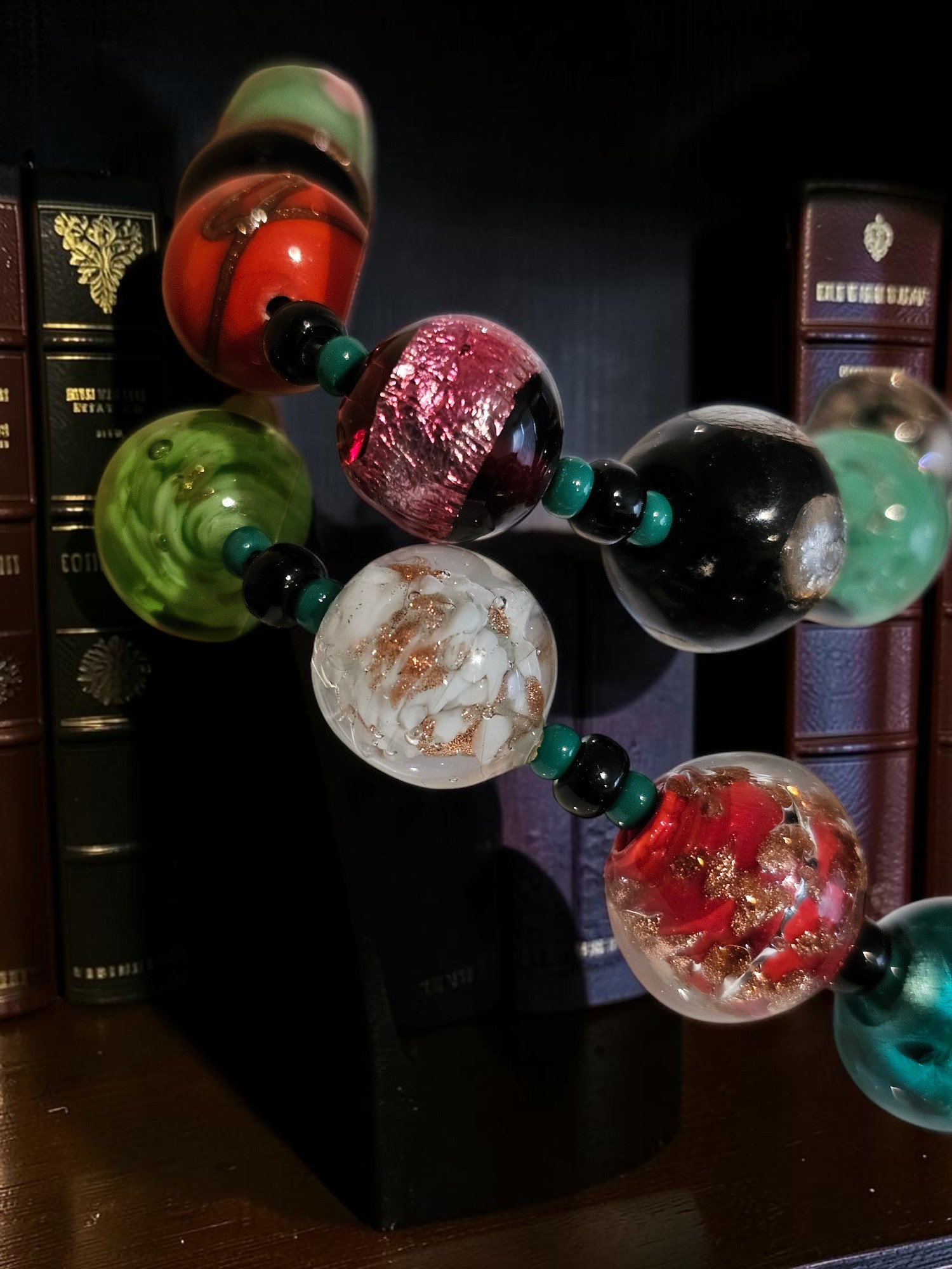 Vintage Murano Lampwork Glass Bead Necklace Chunky Venetian Handcrafted Art 60cm - Image 11