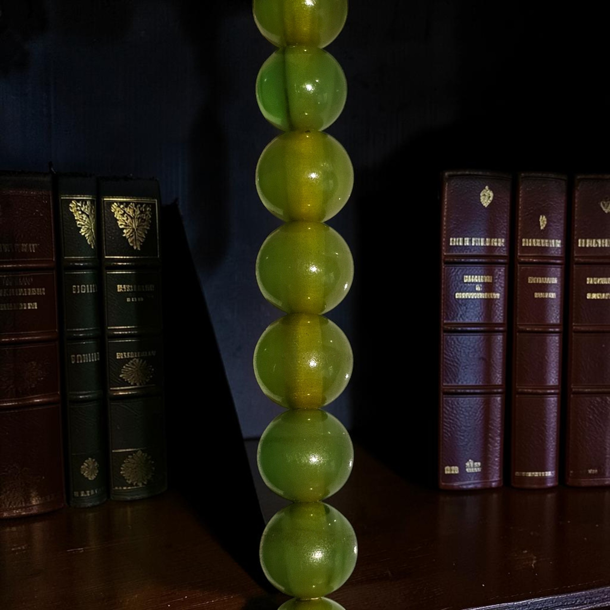 Bakelite Bead Necklace Vintage Marbleized Green Graduated 1930s Art Deco 77cm - Image 5