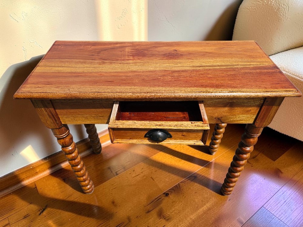 Vintage Bobbin Legged Console Table Wooden Hall Side Table - Image 3