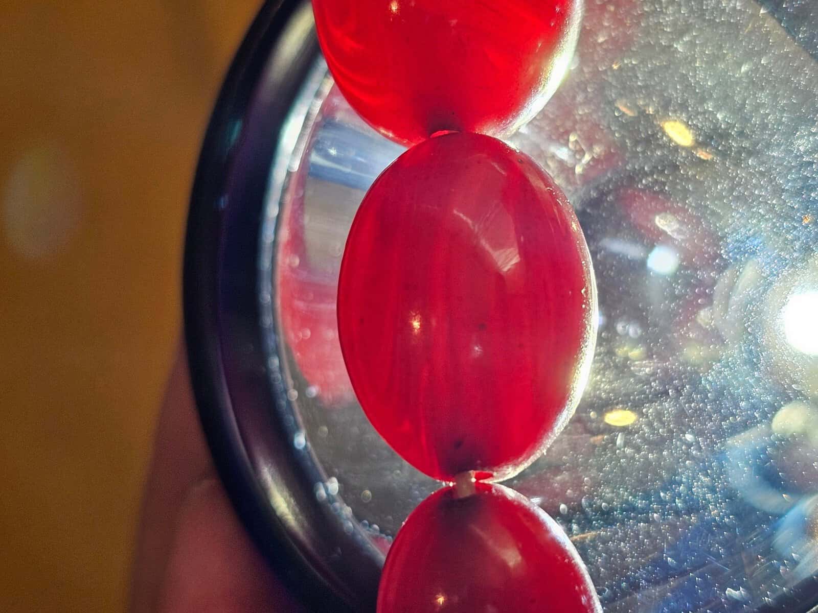 Bakelite Necklace Vintage Marbled Cherry Red Graduated Art Deco 50cm - Image 7