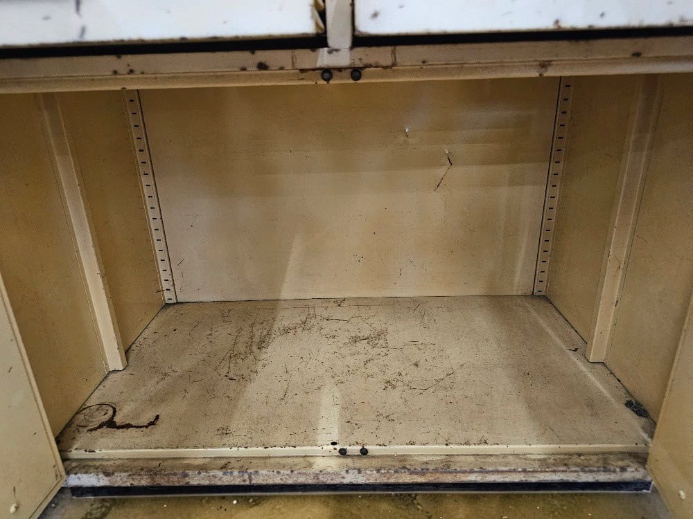 Vintage Industrial Metal Storage Cabinet with Two Drawers – 92cm - Image 7