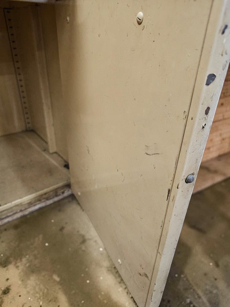 Vintage Industrial Metal Storage Cabinet with Two Drawers – 92cm - Image 9